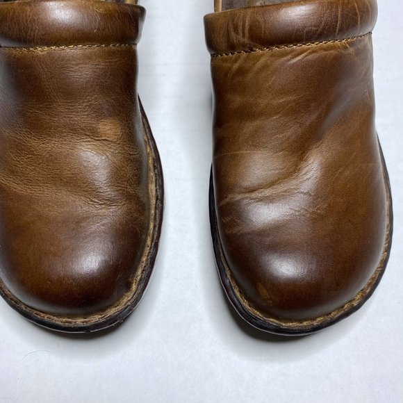 BOC Born Concept Womens Sz 6.5 M Brown Leather Slip On Clogs Mules Shoes Casual - Picture 5 of 12